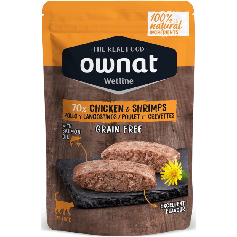 ownat-wetline-gatos-comida-humeda-pollo-y-langostinos-85grs